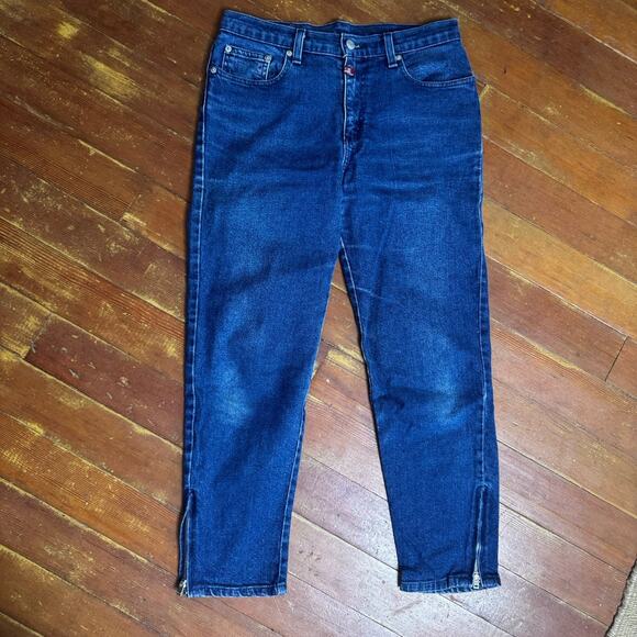 Vintage Y2K POLO Ralph Lauren Dark Wash Jeans Cropped Denim Ankle Zip Indie 6 - Picture 1 of 5